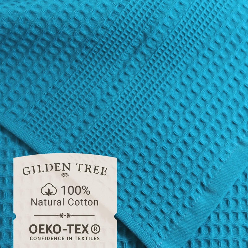 GILDEN TREE Waffle Hand Towels for Bathroom Quick Dry Towel Super Absorbent Thin 100% Cotton Lint Free, Hand Towels for Bathroom Set of 2, Classic Style (Aqua) - Image 2